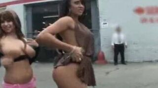 Two hot Latinas in public - porn video